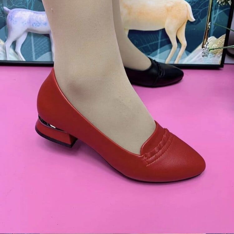 Sapato Ortopédico em Couro LuxyComfort® Sapato de Salto Ortopédico LuxyComfort® Beleza Week Vermelho 33 