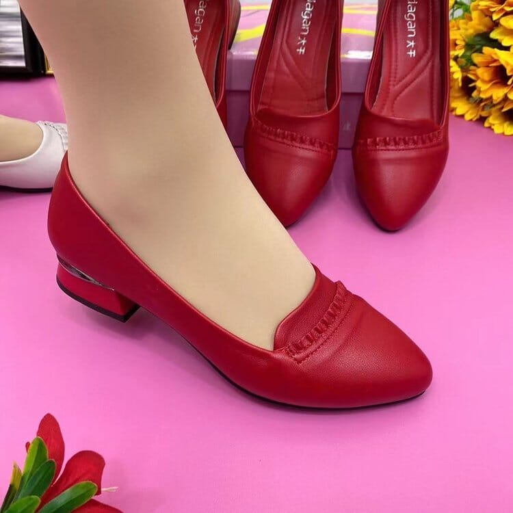Sapato Ortopédico em Couro LuxyComfort® Sapato de Salto Ortopédico LuxyComfort® Beleza Week Vermelho 39 