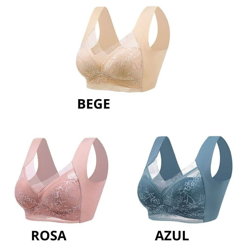 Sutiã Flex Comfort ® - Compre 2 - Leve 3 (5% de desconto no Pix + Frete grátis) Sutiã Helena - Compre 2 - Leve 3 Beleza Week Bege - Rosa - Azul P (38-40) 